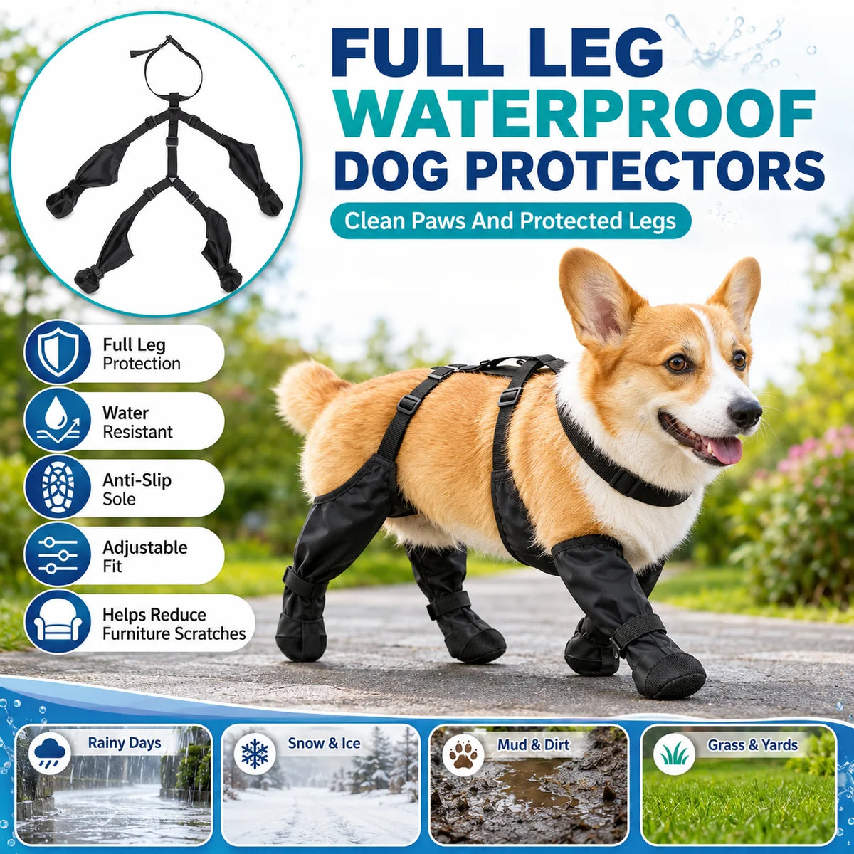 BarkBoot MudGuard Full-Leg Dog Boots — product detail 2