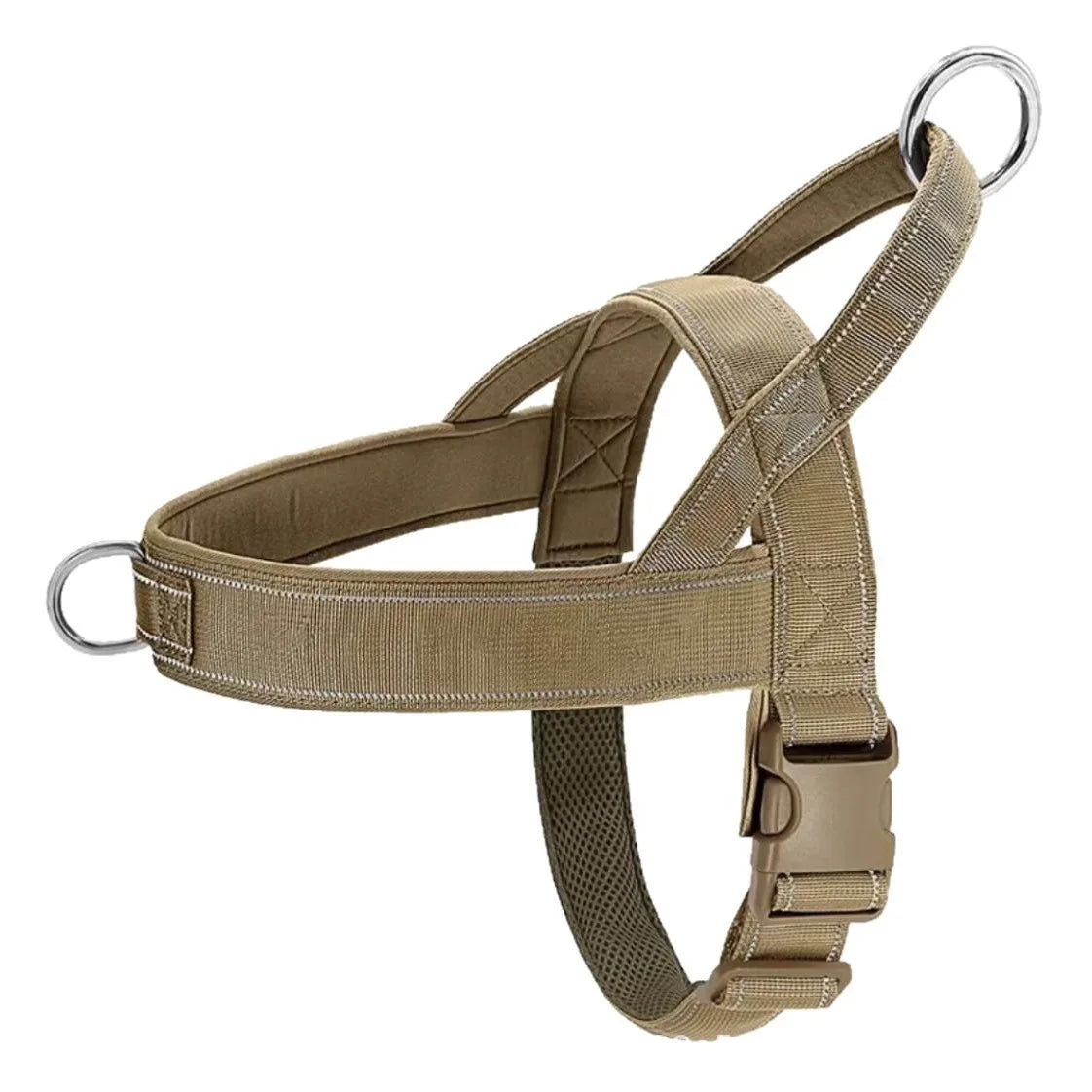 BarkBoot Sentinel Reflective No-Pull Tactical Harness — Khaki