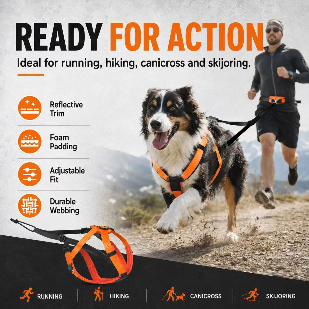 BarkBoot TrailForce Heavy-Duty Harness & Leash Set