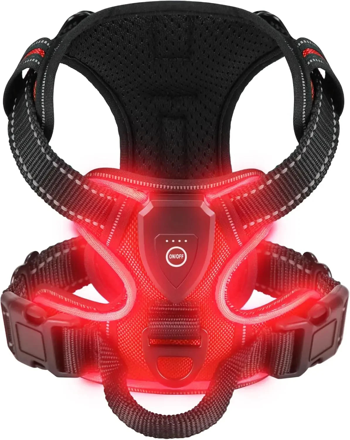 BarkBoot NightOps Rechargeable LED Dog Harness — Red