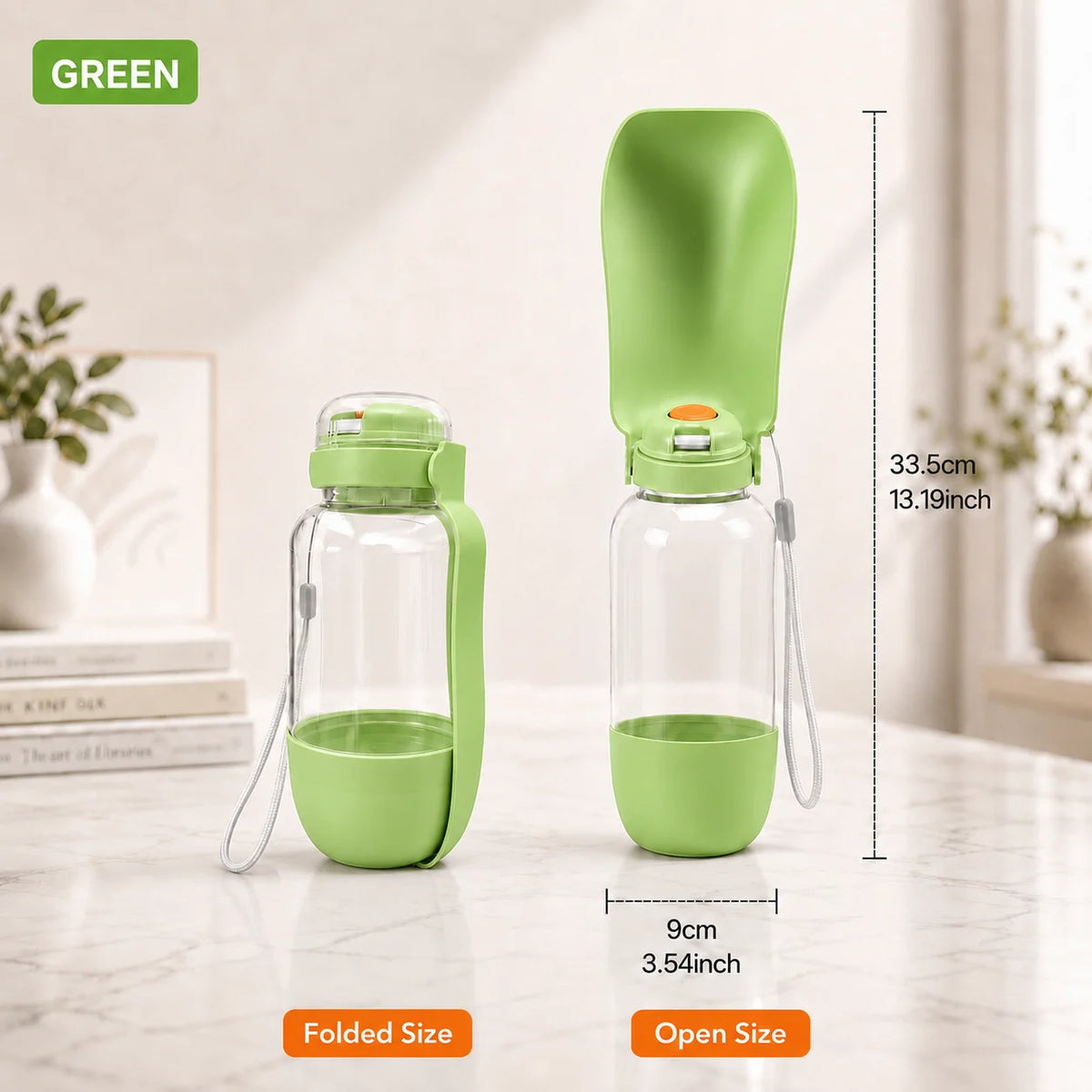 BarkBoot TrailTank Portable Dog Water Bottle — Green