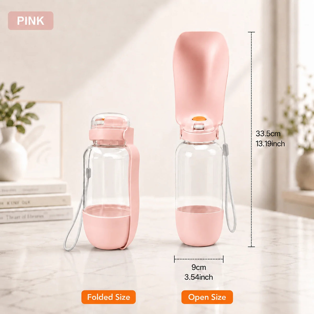 BarkBoot TrailTank Portable Dog Water Bottle — Pink