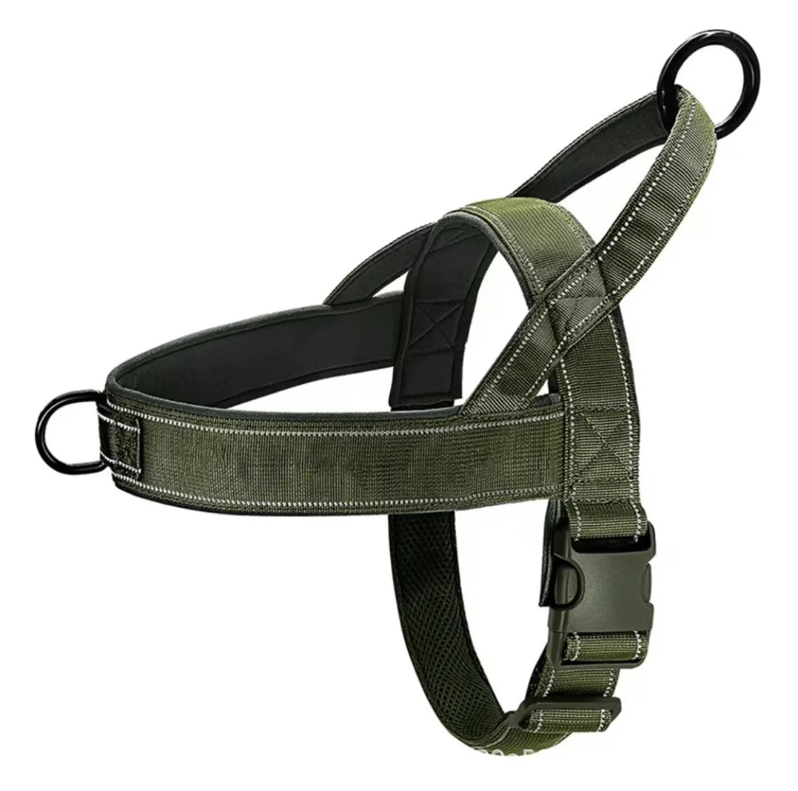 BarkBoot Sentinel Reflective No-Pull Tactical Harness — Green