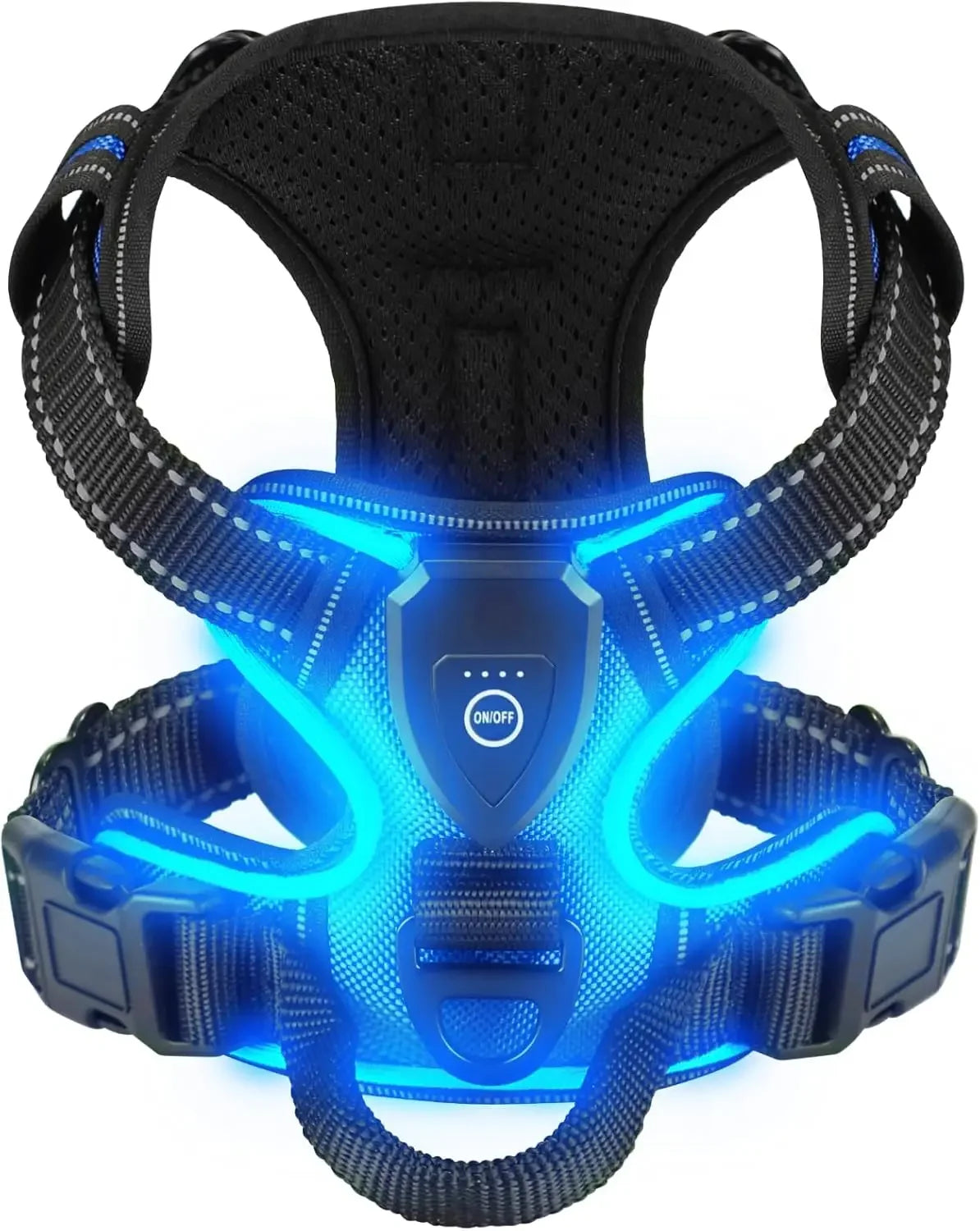 BarkBoot NightOps Rechargeable LED Dog Harness — Blue